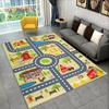 Highway City Traffic Cartoon Area Rug,Carpet Rug for Living Room Playroom Children's Bedroom Decor,Kid Game Non-slip Floor Mat