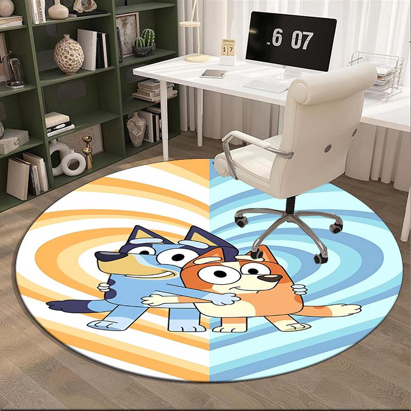 Bluey Friends Adventure Round Rug for Livingroom,Bedroom, Palyroom, Chair Rug, Area Rug, Circle Carpet, Fan Christmas Gift