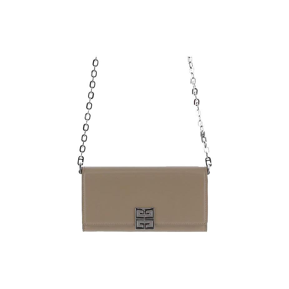 Givenchy 4G Chain Silver Buckle Logo Embossed Leather Clutch Wallet Shoulder Crossbody Bag Women bags Gray-Brown BB60J7B15S-292