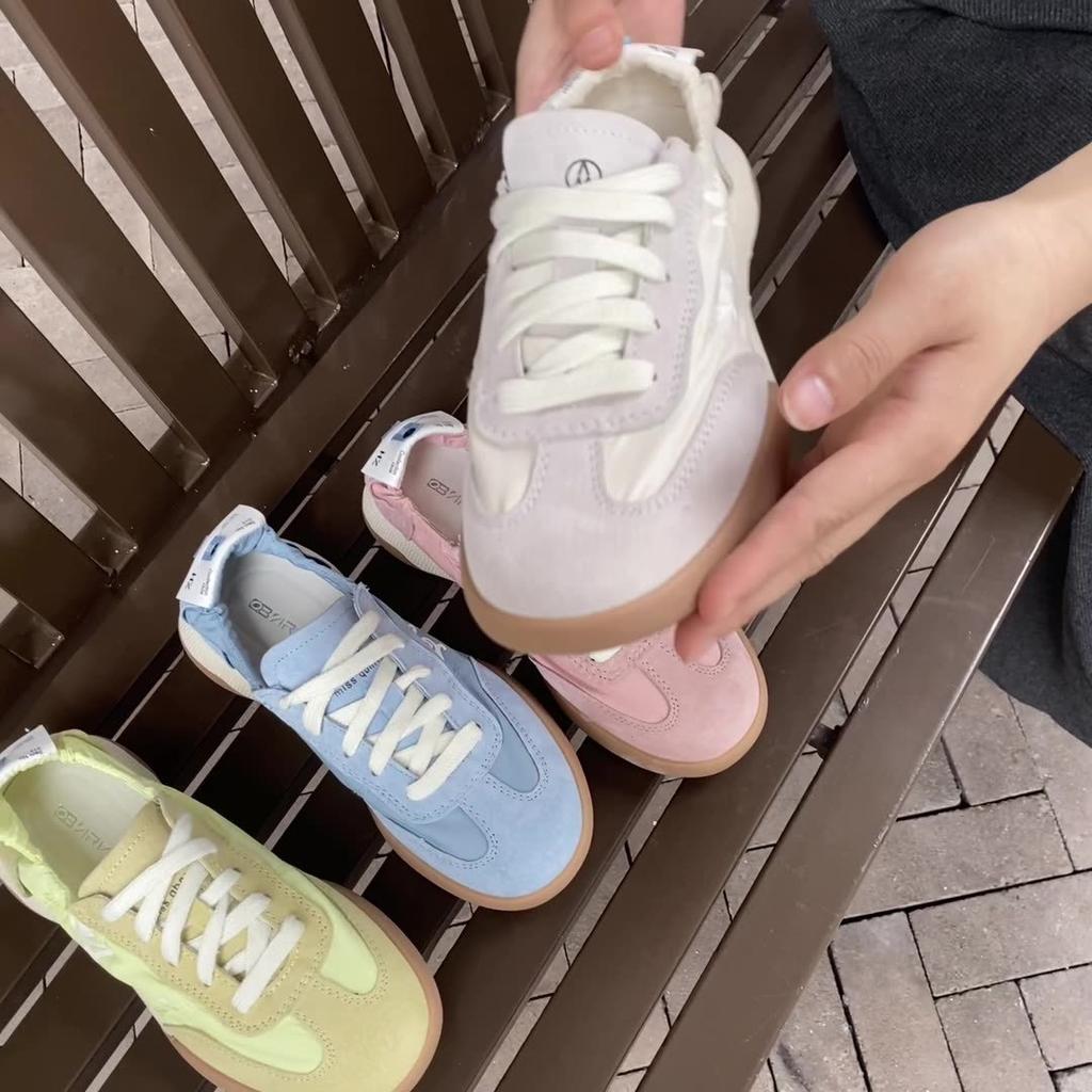 2025 New Breathable Leather German Training Shoes Lightweight Forrest Gump Shoes Women's Casual Shoes Sports Shoes Large Size White Shoes Women's Sho