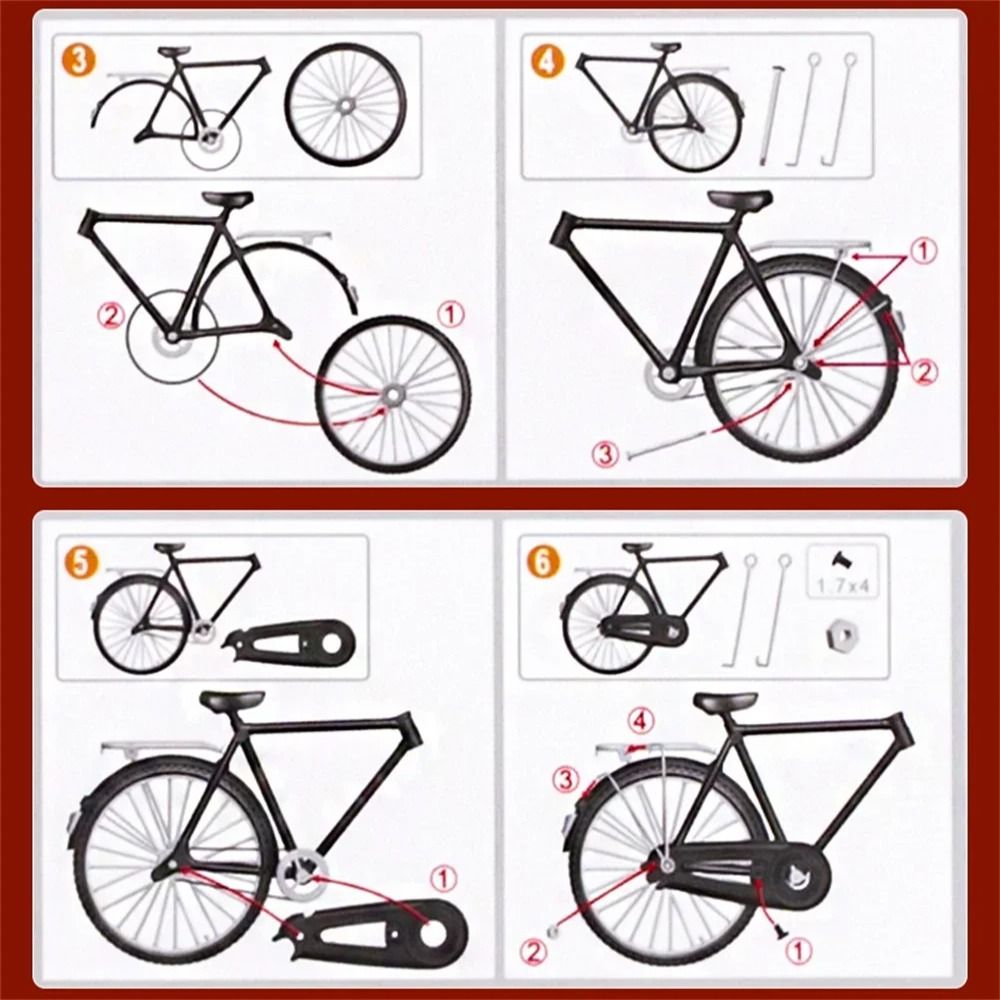1:10 Scale Simulation Bike Model Kit Retro Mini 28 Big Bar Bicycle  For Exhibits