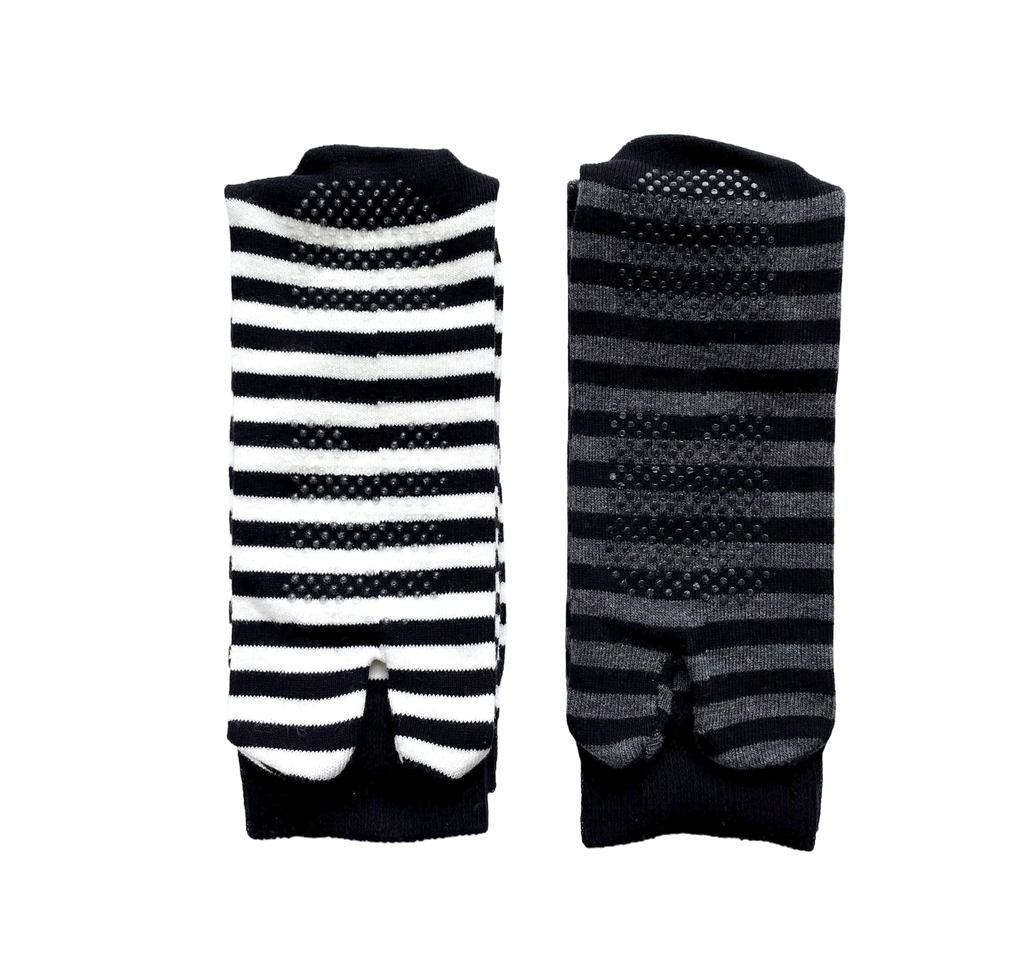 Skarpety Tabi z Zewnętrznym Luźnym Paskowanym Elastycznym Ściągaczem Zestaw 2 szt. Męskie z Nicią Antypoślizgową, 100% Bawełna, Ściągacz, Wzór, (Dostępne kolory)