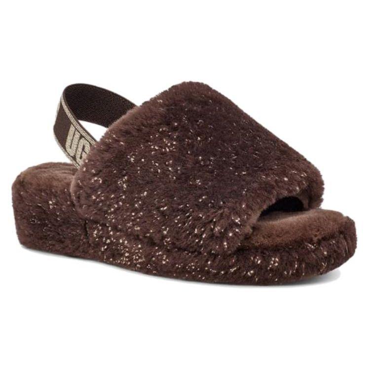UGG Fluff Yeah Sheepskin Comfortable Casual Slide Sandals Women Sandals Brown 1125232-BCDR
