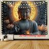 VIKAMA Retro Zen Lotus Buddha Art Tapestry Living Room Sofa Background Wall Yoga Room Wall Decoration
