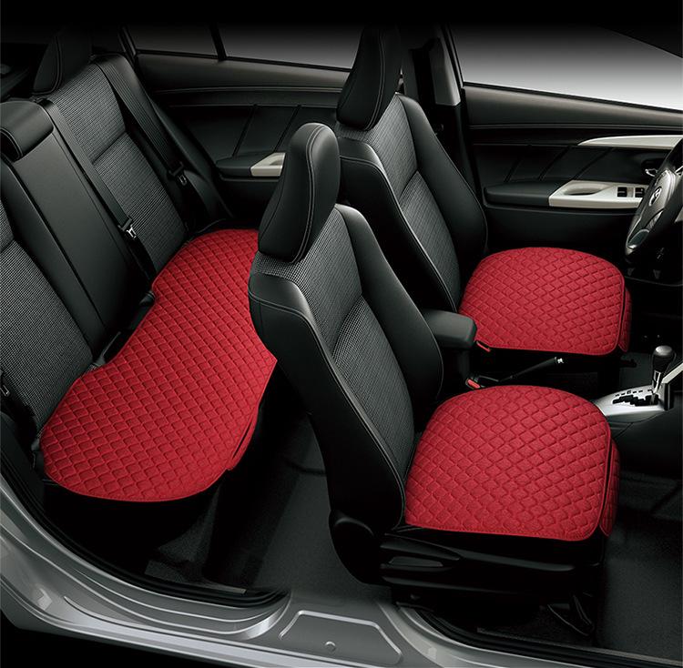 Universal Linen Car Seat Cushion Set - 5-Seater, 3-Piece, All-Season Comfort