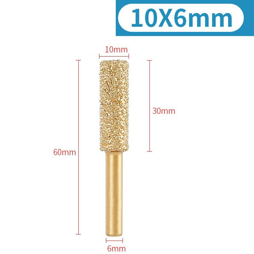 Złota główka diamentowa frezowa 6mm okrągły trzpień 8/10/13/15/20/25mm diament