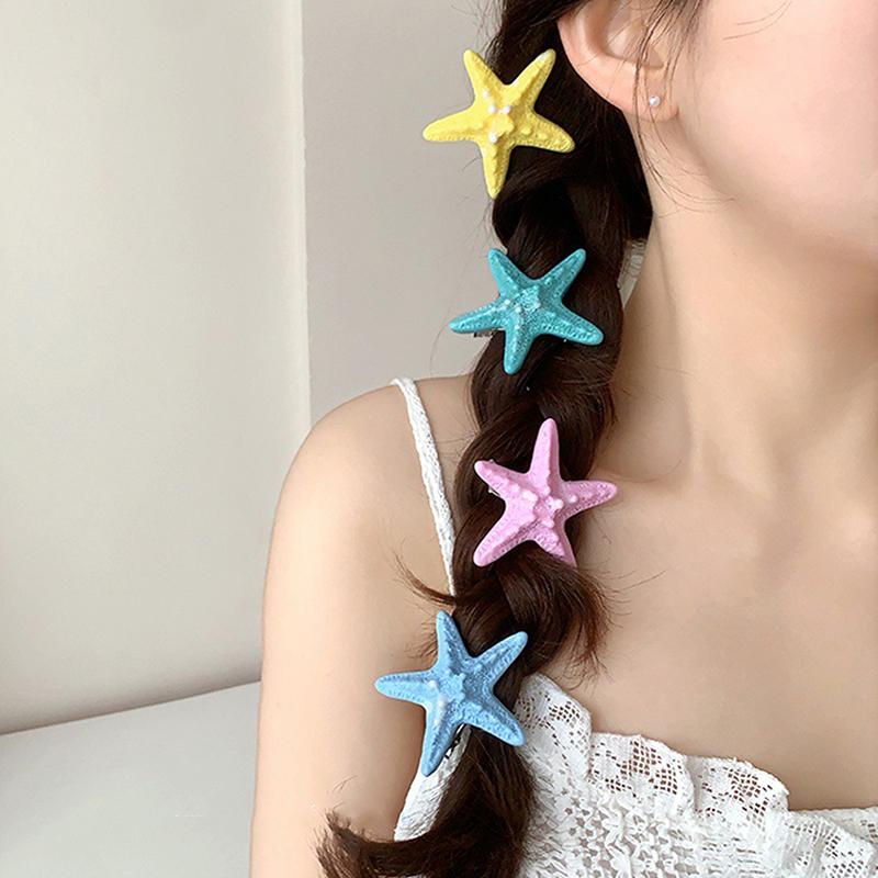 Y2K Blue Starfish Hairpin Summer Beach Vacation Hair Clip  Sweet Bangs Clip Girls Women Hair Accessories