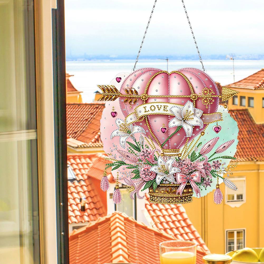 2 Stück Acryl 2D Flach DIY Sonderform Strass Diamantkunst Fensteranhänger Diamantkunst Anhänger Wanddeko für Zuhause & Fenster