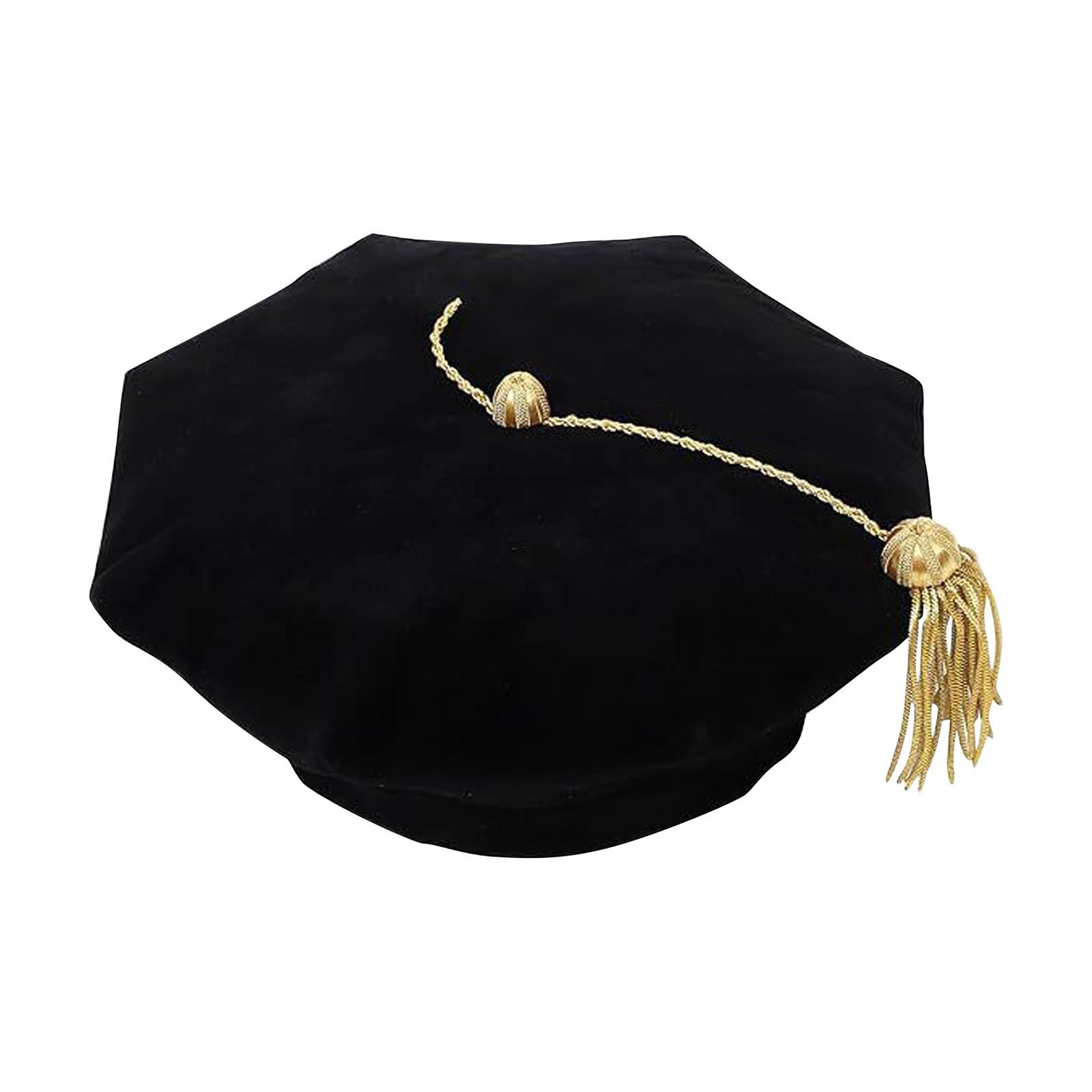 

Бархатная шляпа Выпускная шляпа руководителя докторантуры Шляпа бакалавра Восьмиугольная шляпа One Size чёрный