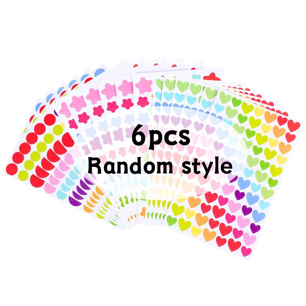 6/12pcs Colorful Paper Stickers Dot Heart Pentagram Diary Journal Decoration School Creative Award YMY