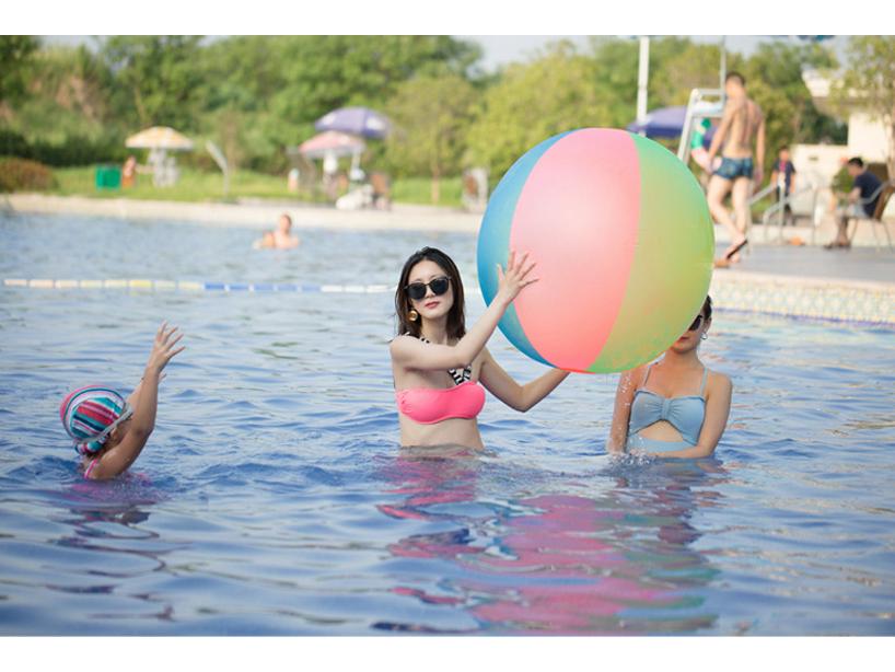 60cm Rainbow Inflatable Beach Ball - Extra Large Colorful Toy for Kids, Pool, Lawn, and Outdoor Games