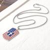 American Flag Stars and Stripes Trendy Fashion Lettering Cross Dog Tag Pendant Necklace