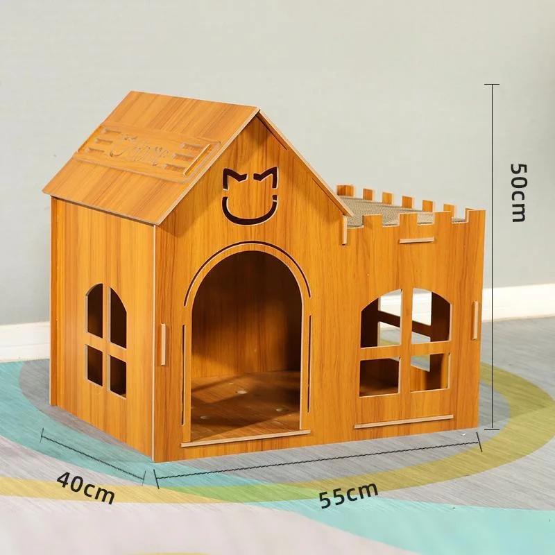 

Когтеточки для кошек, съемное деревянное дно домика для кошек, противоскользящее, прочное и удобное, легко устанавливается, уличная вилла для домашних животных