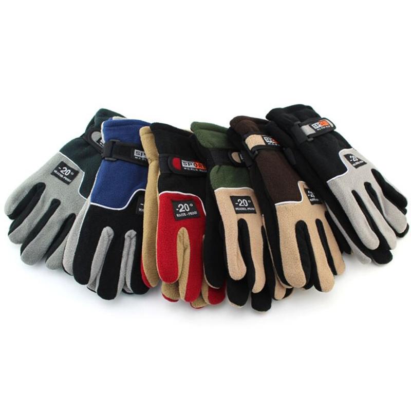 -20℃ Gants chauds d'hiver en polaire pour hommes Gants thermiques de cyclisme pour la neige Gants épais Moufles en polaire polaire pour hommes Sports de neige Gants coupe-vent