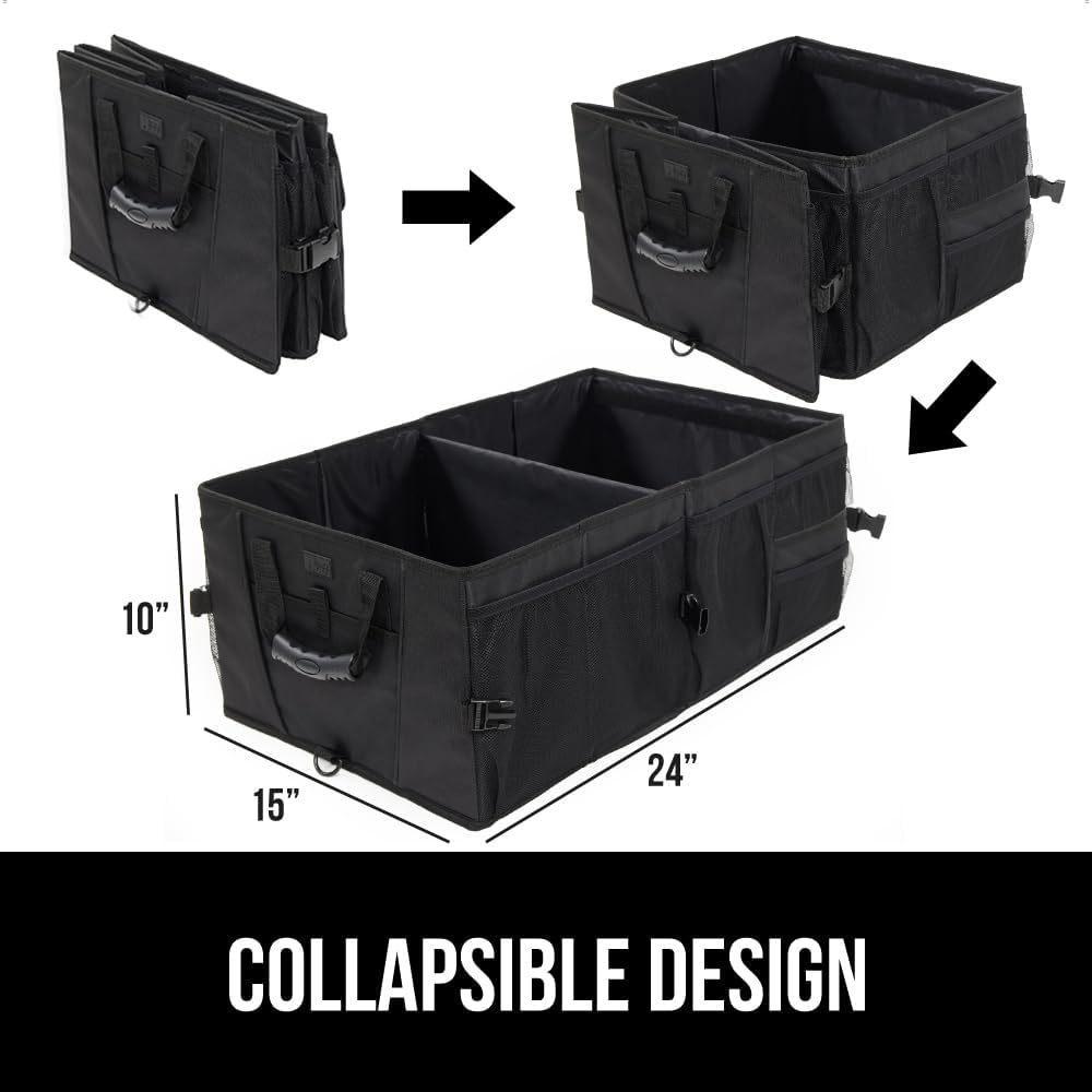 Spacious, durable trunk organizer: non-slip, waterproof, foldable; ideal for car storage.