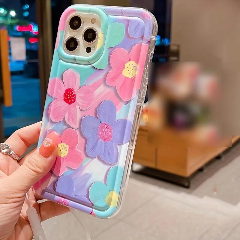 Colorful Floral Pattern Transparent Case For iPhone 11 Cases iPhone 15 12 13 14 Pro Max X XR XS Max 14 15 7 8 Plus Cover Funda