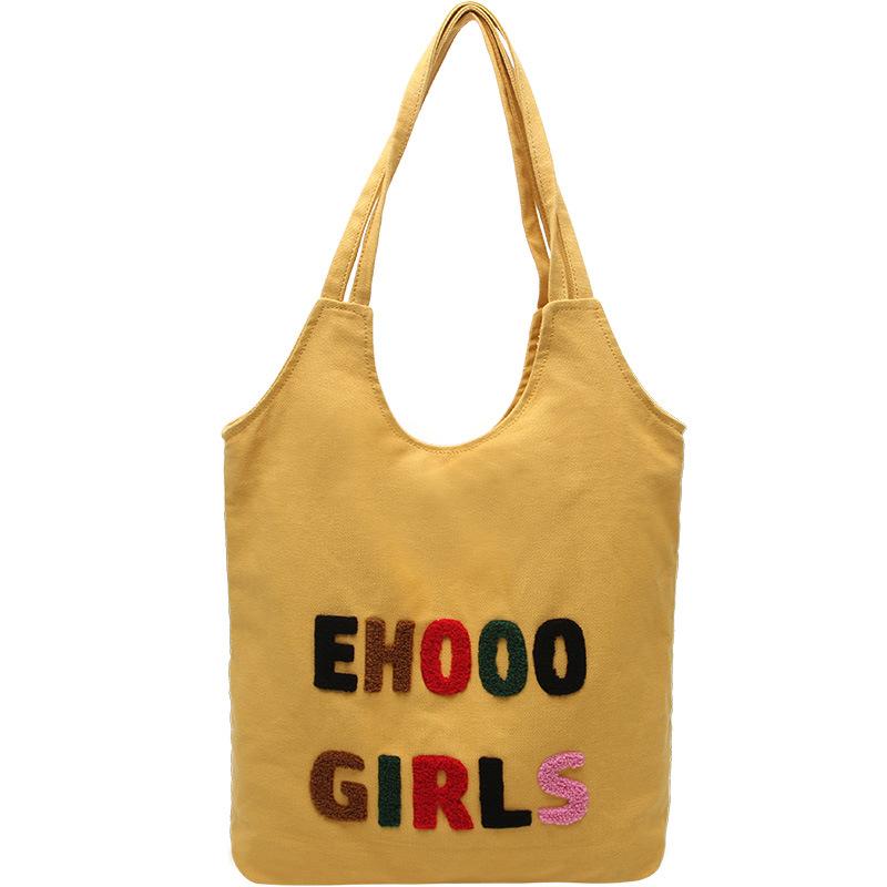 Spring Bag Canvas Bag Retro Washed Cloth Bag Bucket Bag Large Capacity Shoulder Bag