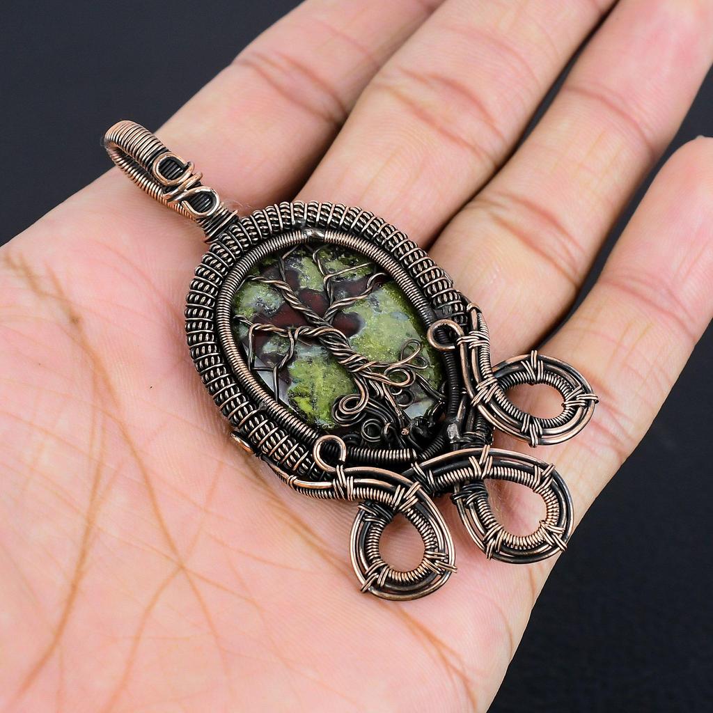 Dragon Blood Jasper 999 Copper Wire Wrapped Pendant, Handmade Gemstone Pendant Jewelry, Gifts For Wife Brand New Pendant