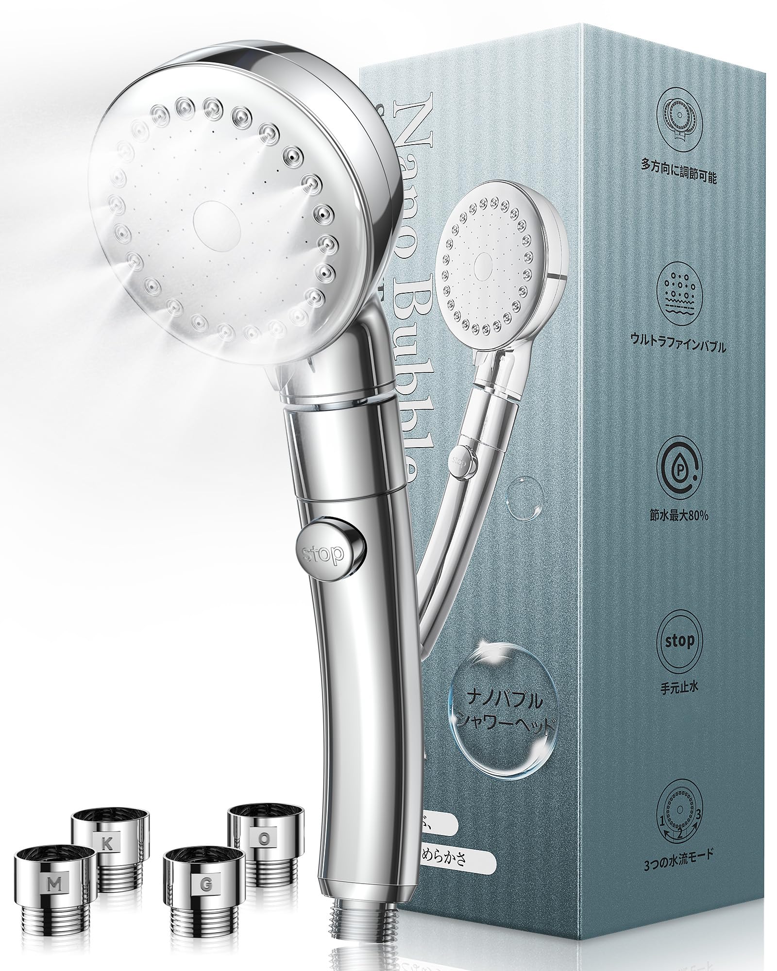 

Душевая лейка Микро нано пузырьковый класс 3D Водосберегающая душевая лейка Ручная остановка воды 3-режимный режим Сверхтонкая пузырьковая душевая лейка Уход за порами Удаление грязи