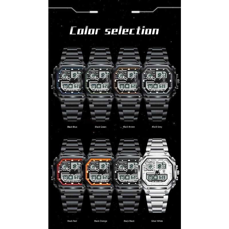 POEDAGAR Top Luxury Men Quartz Watch Waterproof Stainless Steel LED Man Watch Week Date Sports Military Electronic Watches