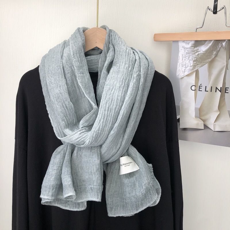 Retro Trendy Cotton and Linen Large-sized Long Scarf Shawl Versatile Winter Solid Color Scarf