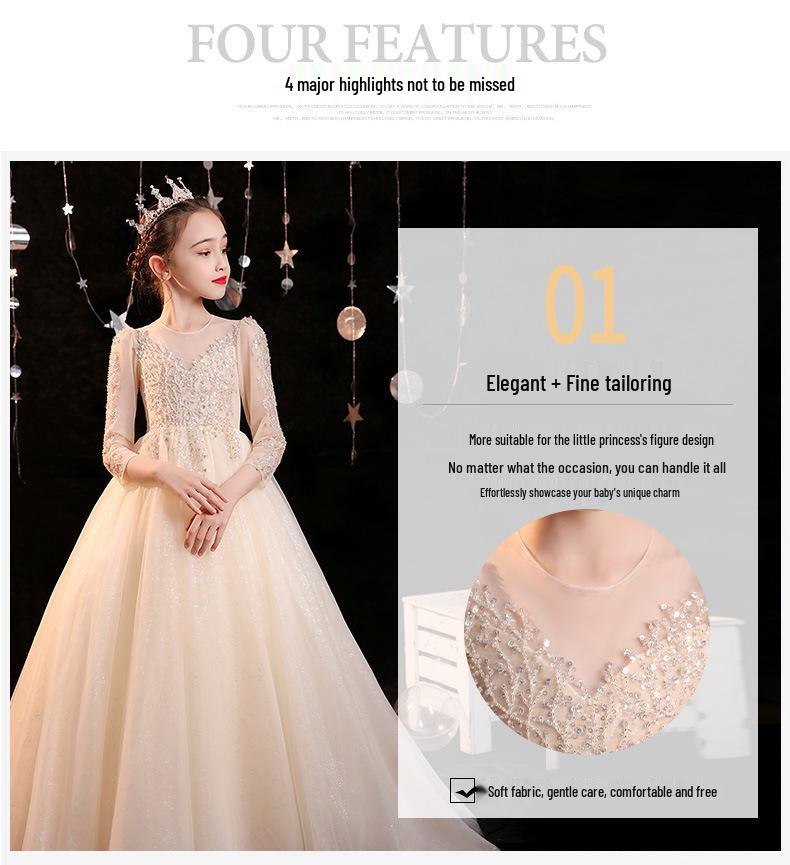 Children’s Puffy Tulle Flower Girl Princess Dress for Evening & Piano Performance