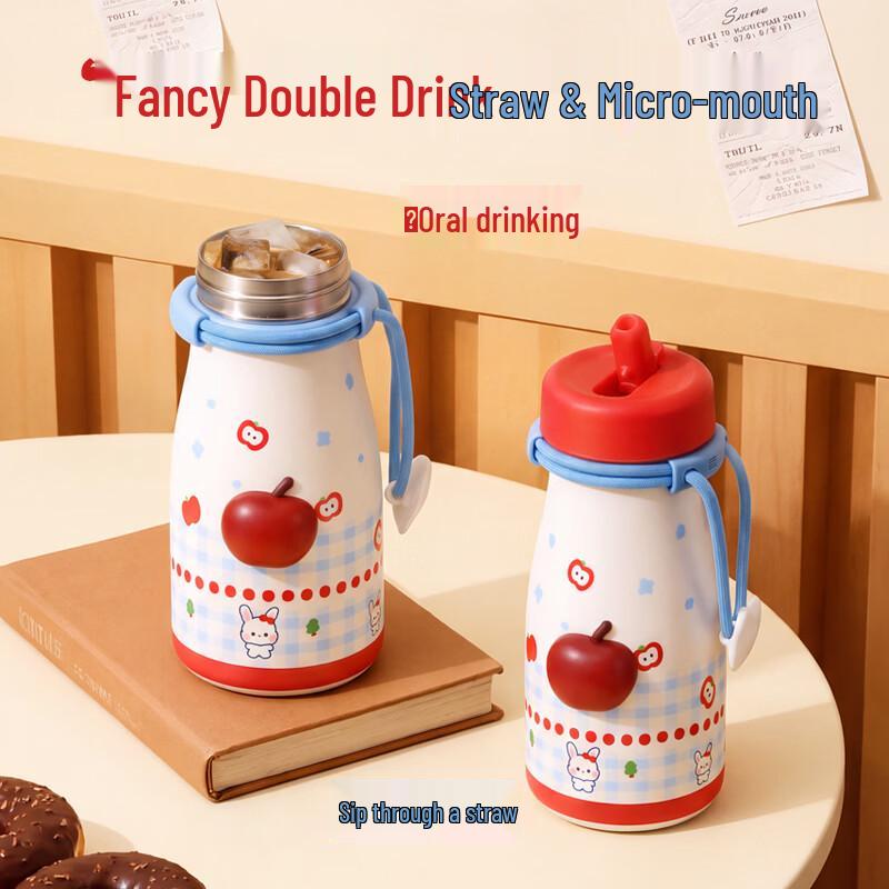 Kids 316 Stainless Steel Insulated Dual-Drink Water Bottle, 600ml