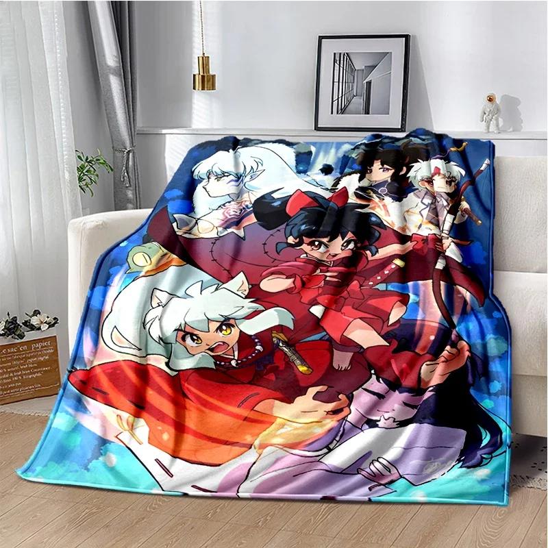 Cartoon Anime Inuyasha Throws Blanket for Sofa Bedding Couch Hiking Picnic Super Soft Cute kawaii Flannel Blanket birthday gift