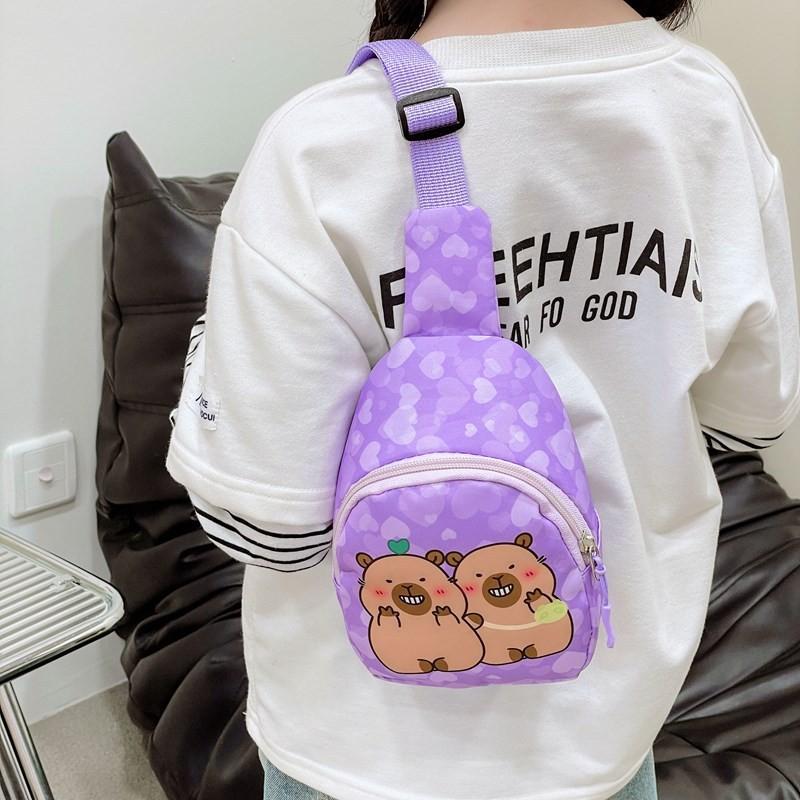 Childrens Crossbody Capybara Bag Cute Cartoon Design Lightweight Material Nylon