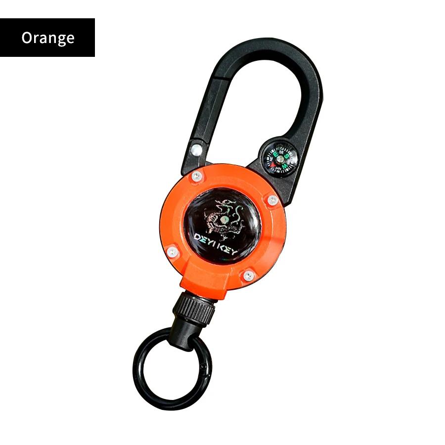 Steel Wire Rope Retractable Pull Reel Carabiner Key Chains Buckle Holder Outdoor Sporty Keychain Multiple Tool Anti-Theft Metal