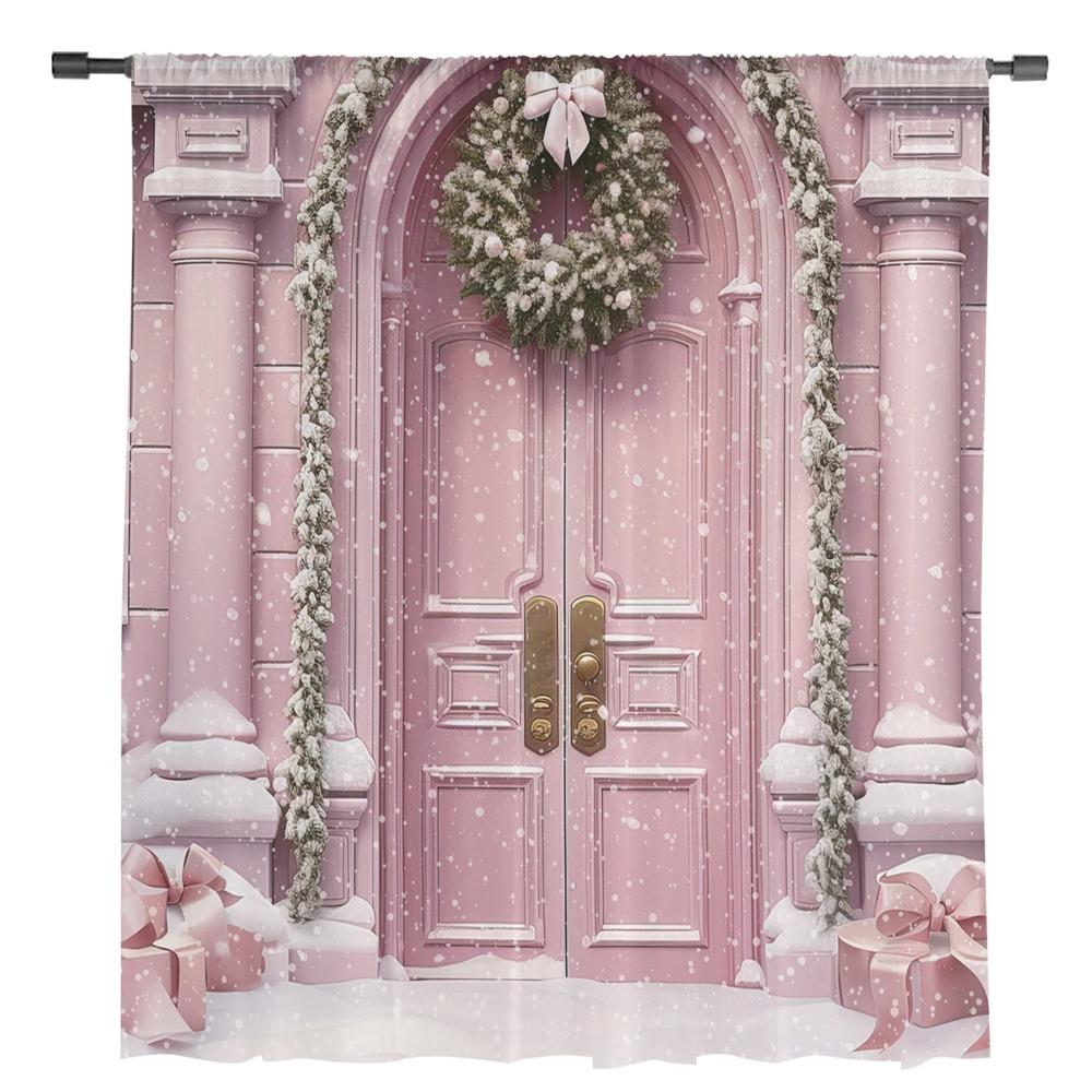 Christmas Castle Snowflakes Sheer Drapes for Living Room Decoration Window Curtains for Kitchen Curtains