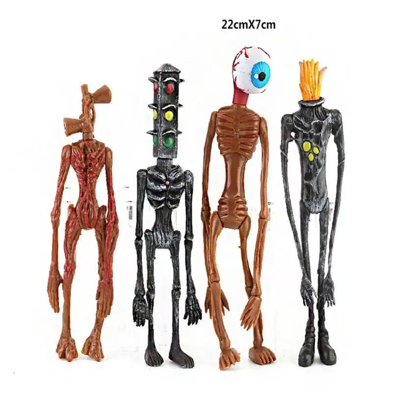 4Pcs Cartoon Anime Siren Head Action Figure Model Creative PVC Horror Sculpture With Light Glow For Children Collection Toy Gift