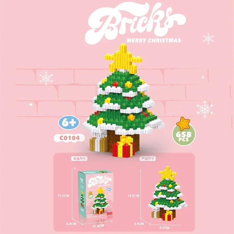 

Christmas Tree Snowman Mini Building Blocks Assembled Santa Claus Deer DIY Model Figure Connection Brick Toys For Kids Gifts No Box