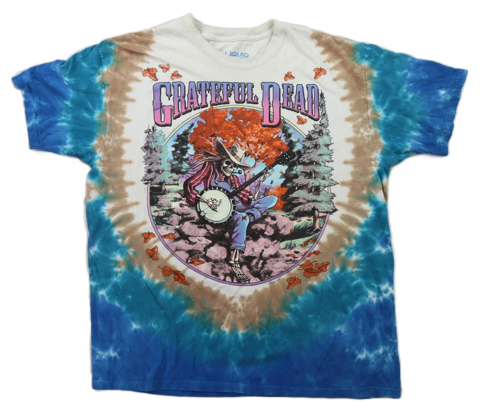 VTG Y2K 2000 Liquid Blue US XL GRATEFUL DEAD Banjo T Shirt Tie Dye L