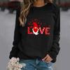 Fashion Womens Loose Valentine's Day Print Round Neck Long Sleeve Sweater Top