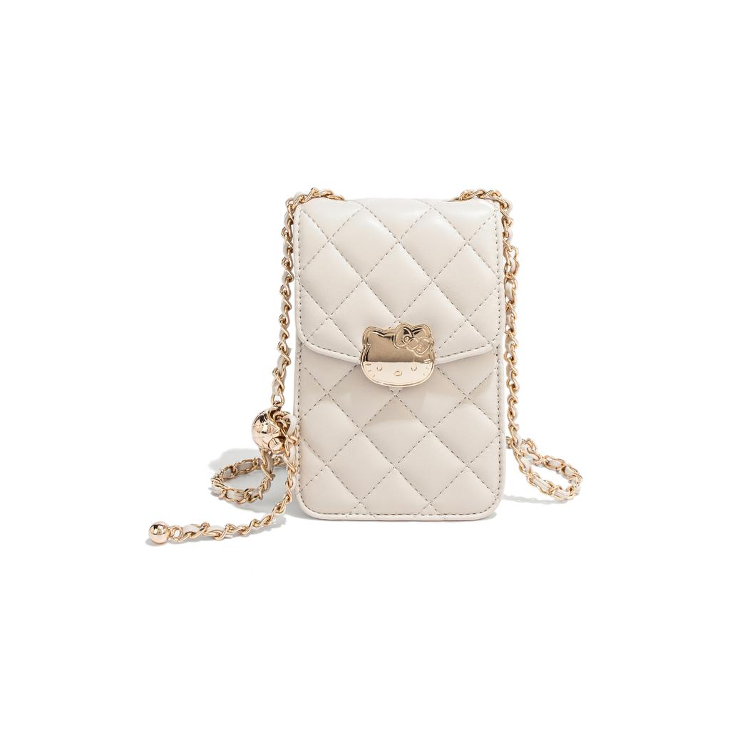 New Sanrio HelloKitty Hello Kitty PU Crossbody Bag, Shoulder Bag, Cell Phone Pouch Women's Ecru SHHF41094