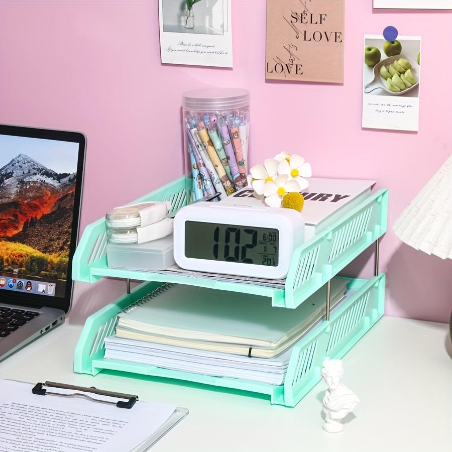 

Second Layer Pink Multi-Level Desk Organizer with A4 File Holders and File Tray зелёный
