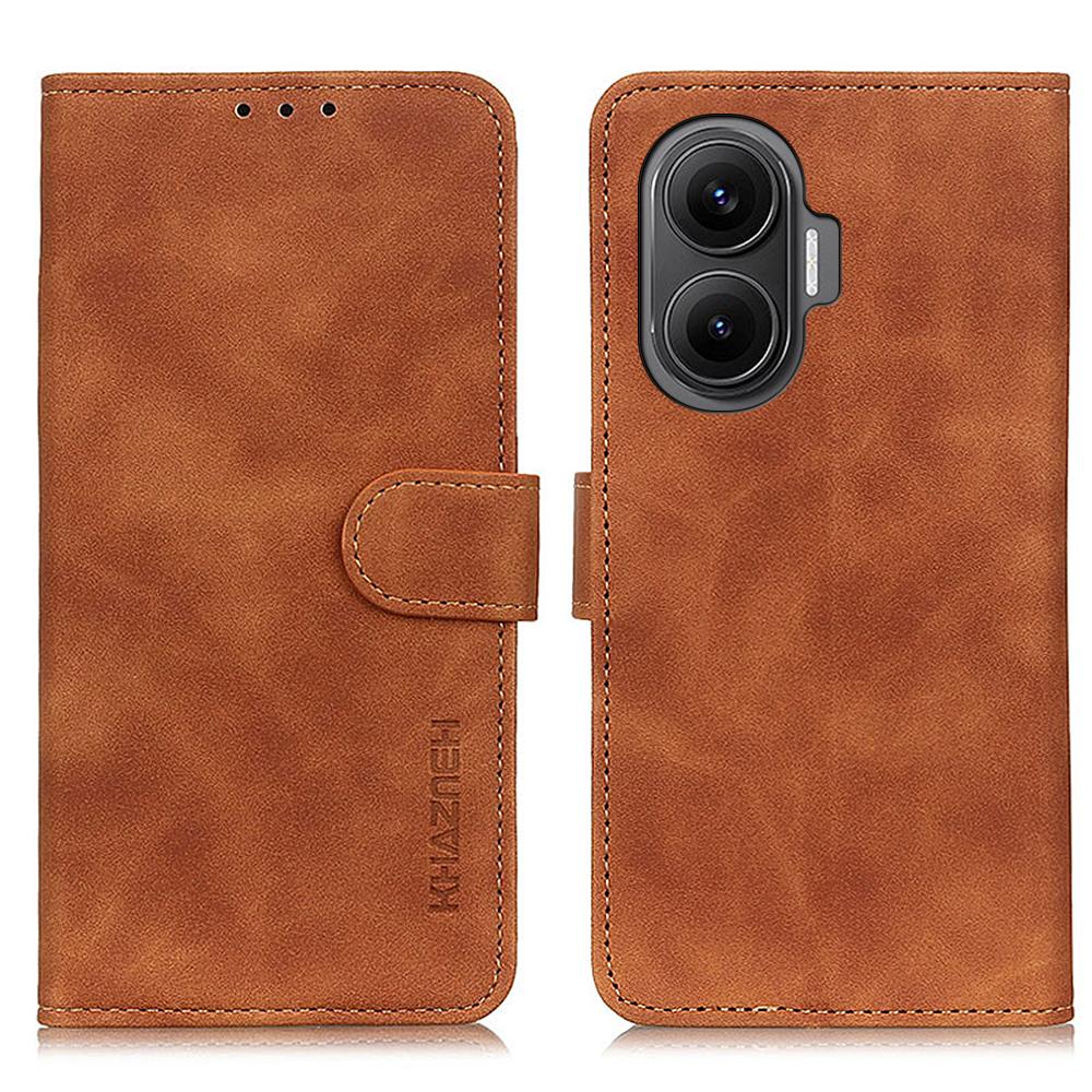 

KHAZNEH For Xiaomi Redmi Turbo 4 Pro 5G Case PU Leather Retro Texture Phone Cover Brown