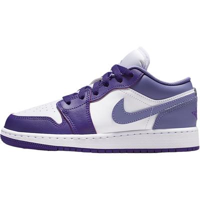 Air Jordan 1 Leather Classic And Versatile Low Top Kids' Skateboarding Shoes Palace Purple Unisex 553560-551