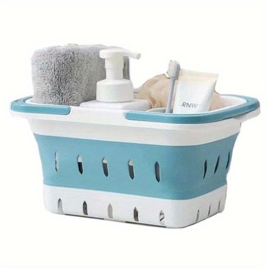 Collapsible Plastic Storage Basket with Handles - Multipurpose Organizer for Bathroom, Kitchen, Dorm & Gym