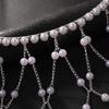 Long Tassel Bridal Hair Chain Imitation Pearl Tassel Headband  Special Occasions