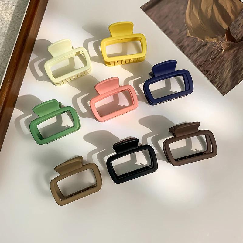 New Small Hair Claw Clips Women Square High Ponytail Clip Clamp Korean Simple Matte Non Slip Barrettes Girl Hair Accessories