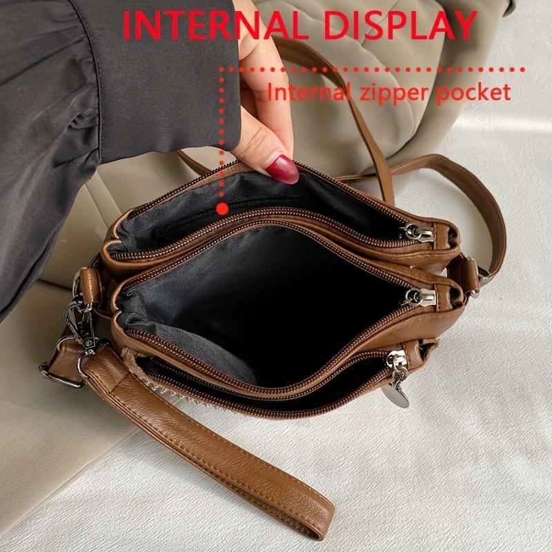 Rhinestone-Studded Shoulder Bags for Women Zip Closure Trendy Small Square Ladies Clutch Bag Small Crossbody Bags for Women