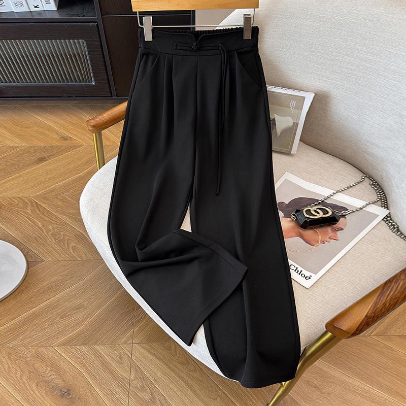 Plus Size Women's High-Waisted Loose Fit Nine-Point Straight-Leg Pants for Spring and Summer