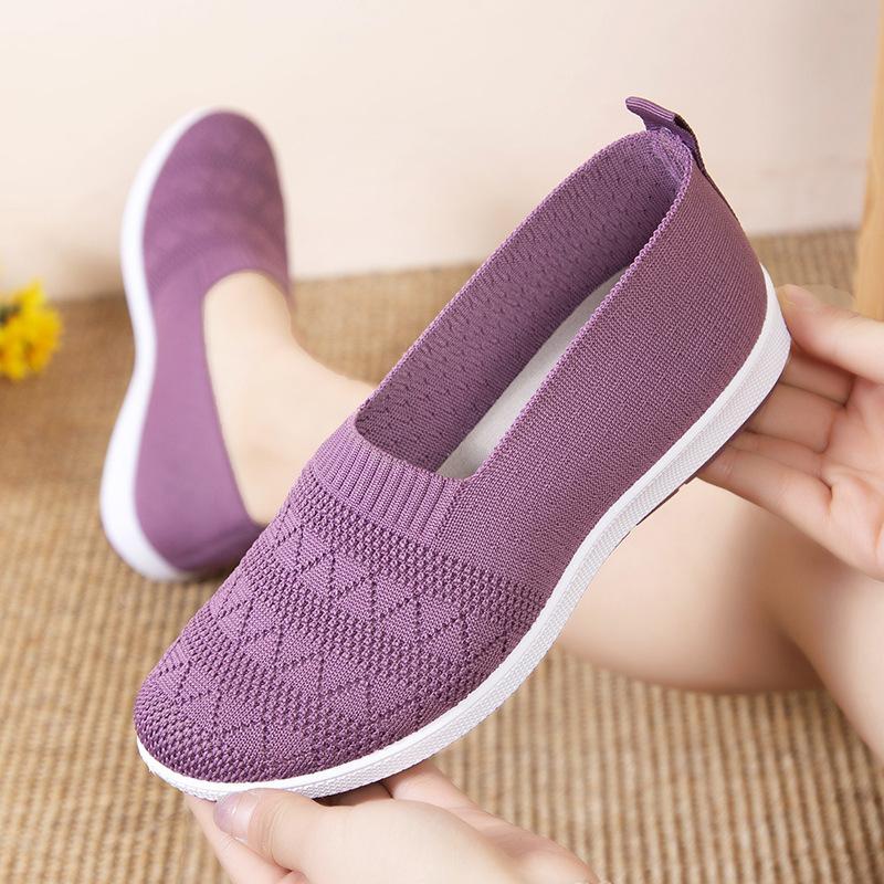 

Модная летняя женская обувь, женская повседневная обувь без шнуровки на плоской подошве с тканой летающей сеткой и повседневными туфлями