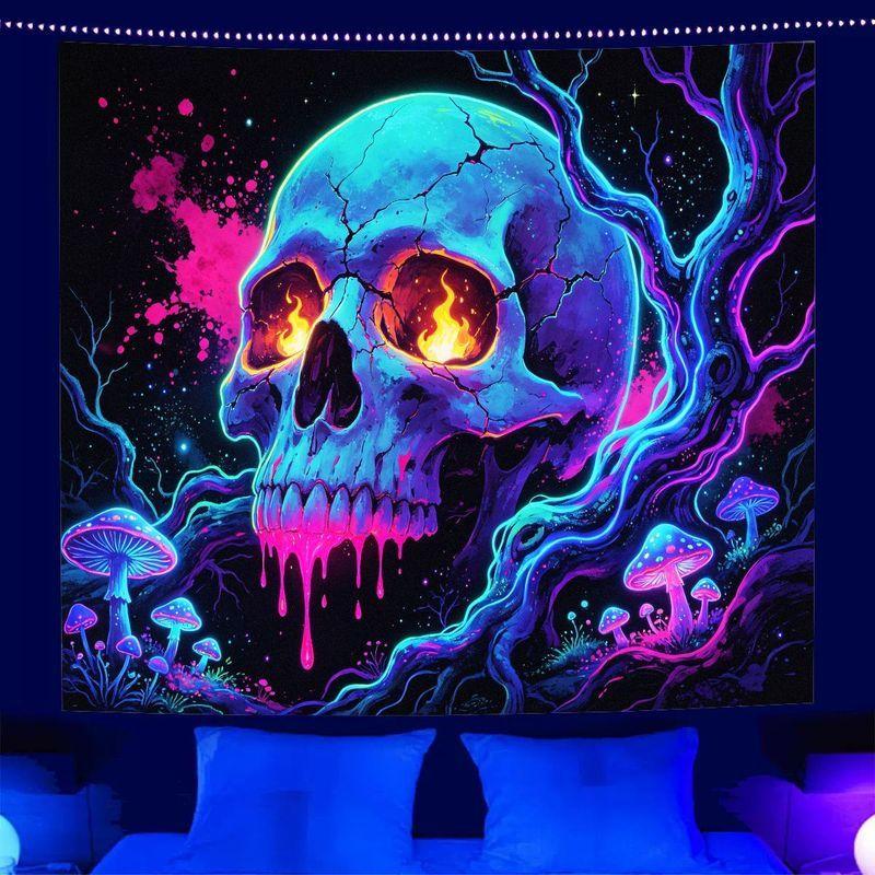 Cyberpunk Skelett Sternenhimmel Wandteppich psychedelisch Dunkler Hintergrund Tapete E-Sport Zimmerdekoration Heimdekoration