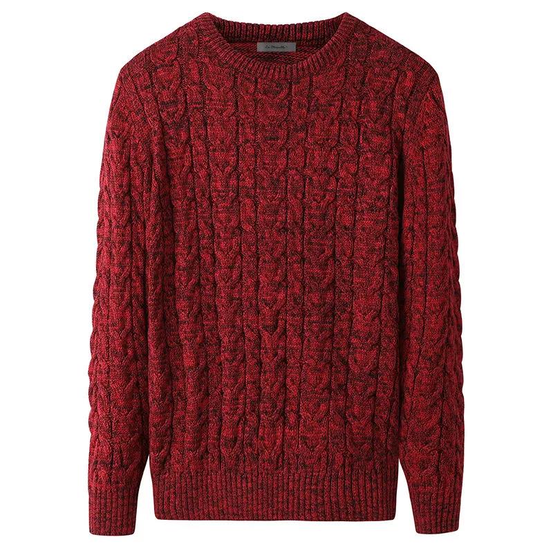 

Большой размер осенне-зимний свитер с круглым вырезом плюс бархатная толстая рубашка с низом, однотонный модный брендовый свитер, свободный шерстяной мужской пуловер 3XL красный