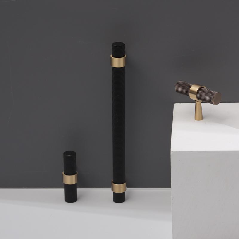 Antique Black Nickel Solid Brass Knurled T-Bar Handles Knobs for Furniture Cabinets Kitchens Drawers Wardrobes Dressers Bedroom