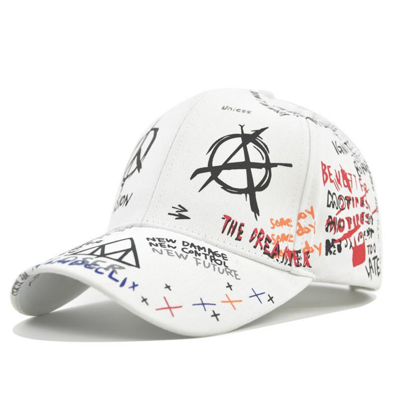 Trendy Graffiti Print Baseball Cap Unisex Cotton Fashion Hat Outdoor Sunshade Cap