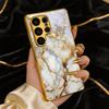 Marble Texture Electroplated Golden Phone Case For Samsung Note 10 20 A06 A07 A12 A13 A14 A15 A16 A17 A22 A23 A25 Glass Cover